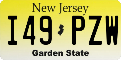 NJ license plate I49PZW