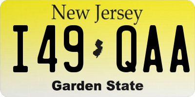 NJ license plate I49QAA