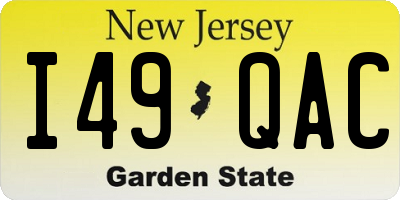 NJ license plate I49QAC
