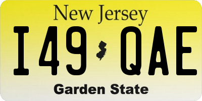 NJ license plate I49QAE