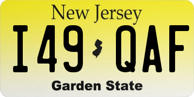 NJ license plate I49QAF