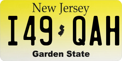 NJ license plate I49QAH