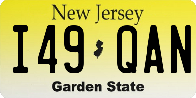 NJ license plate I49QAN