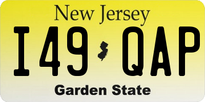 NJ license plate I49QAP