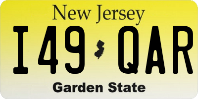 NJ license plate I49QAR