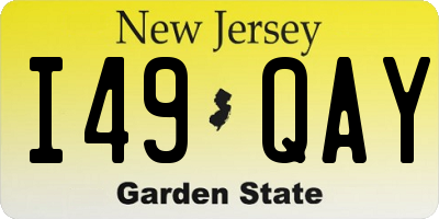 NJ license plate I49QAY