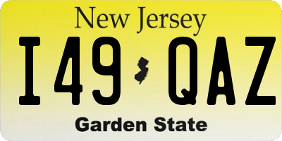 NJ license plate I49QAZ