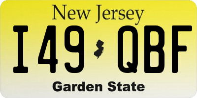 NJ license plate I49QBF