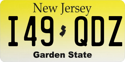 NJ license plate I49QDZ