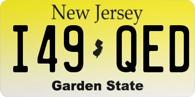 NJ license plate I49QED