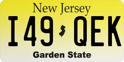 NJ license plate I49QEK