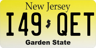 NJ license plate I49QET