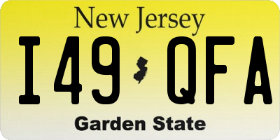 NJ license plate I49QFA