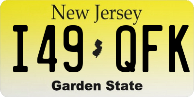 NJ license plate I49QFK