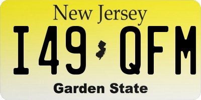 NJ license plate I49QFM