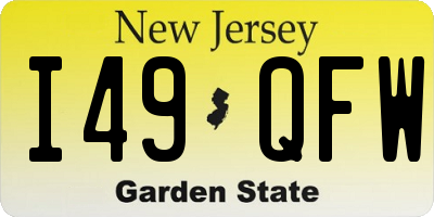 NJ license plate I49QFW