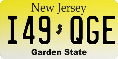 NJ license plate I49QGE