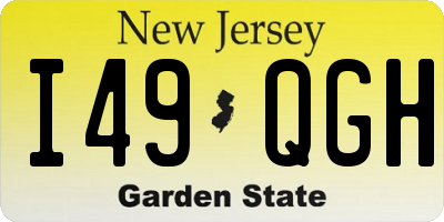 NJ license plate I49QGH