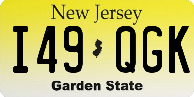 NJ license plate I49QGK