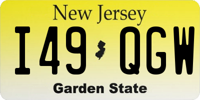 NJ license plate I49QGW