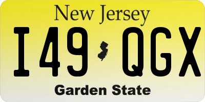 NJ license plate I49QGX