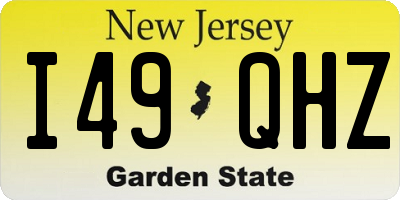 NJ license plate I49QHZ