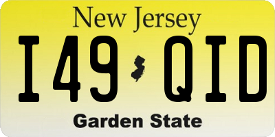 NJ license plate I49QID