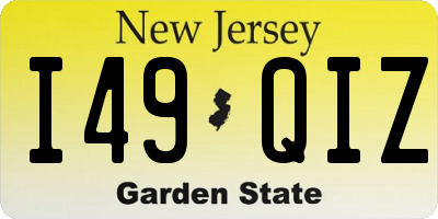 NJ license plate I49QIZ
