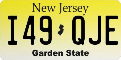 NJ license plate I49QJE