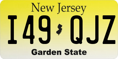 NJ license plate I49QJZ