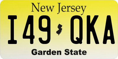 NJ license plate I49QKA