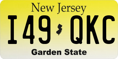 NJ license plate I49QKC