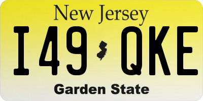 NJ license plate I49QKE