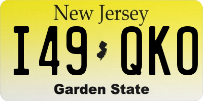 NJ license plate I49QKO