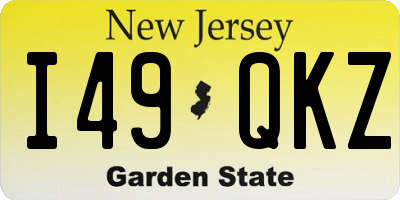 NJ license plate I49QKZ