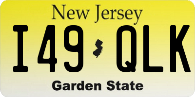 NJ license plate I49QLK