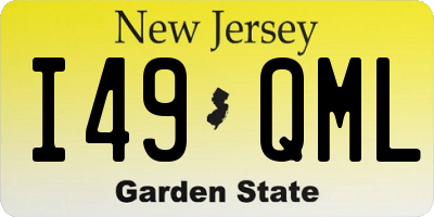 NJ license plate I49QML