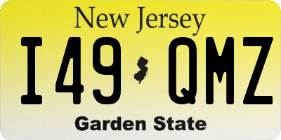 NJ license plate I49QMZ