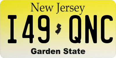 NJ license plate I49QNC