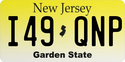 NJ license plate I49QNP