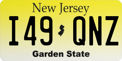 NJ license plate I49QNZ
