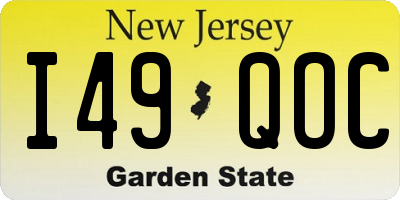 NJ license plate I49QOC