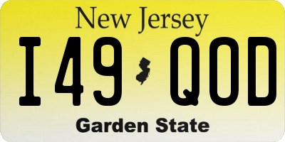 NJ license plate I49QOD