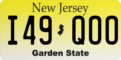 NJ license plate I49QOO