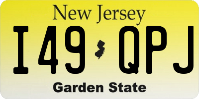 NJ license plate I49QPJ