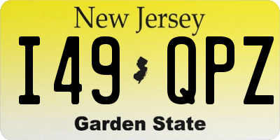 NJ license plate I49QPZ