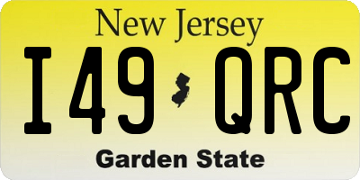 NJ license plate I49QRC
