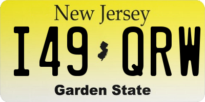 NJ license plate I49QRW