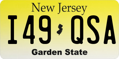 NJ license plate I49QSA