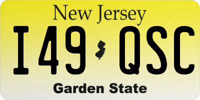NJ license plate I49QSC